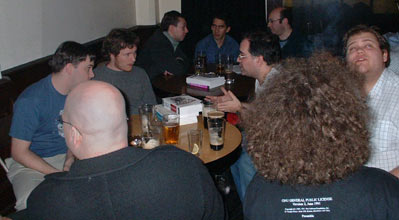 perl mongers meet java bloggers - yes that is a GPL tshirt!